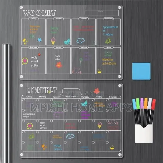 Acrylic Magnetic Monthly Calendar Boards for Refrigerators.