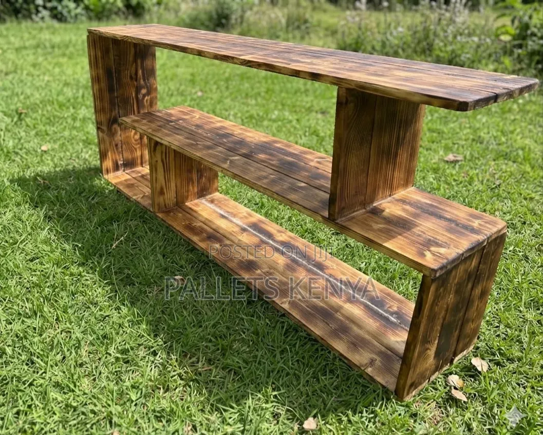 Pallet Tv Stand – Strong, Durable Wooden Unit With Storage Shelves.Kmn