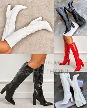 Alexoo Black / Red / White Crocodile Print High Heel Boots. 37-42