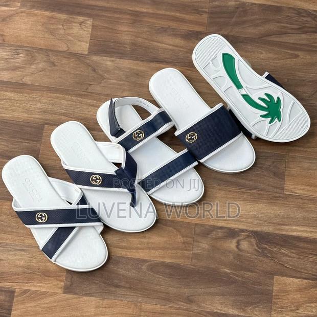 Navy Blue and White Sandals