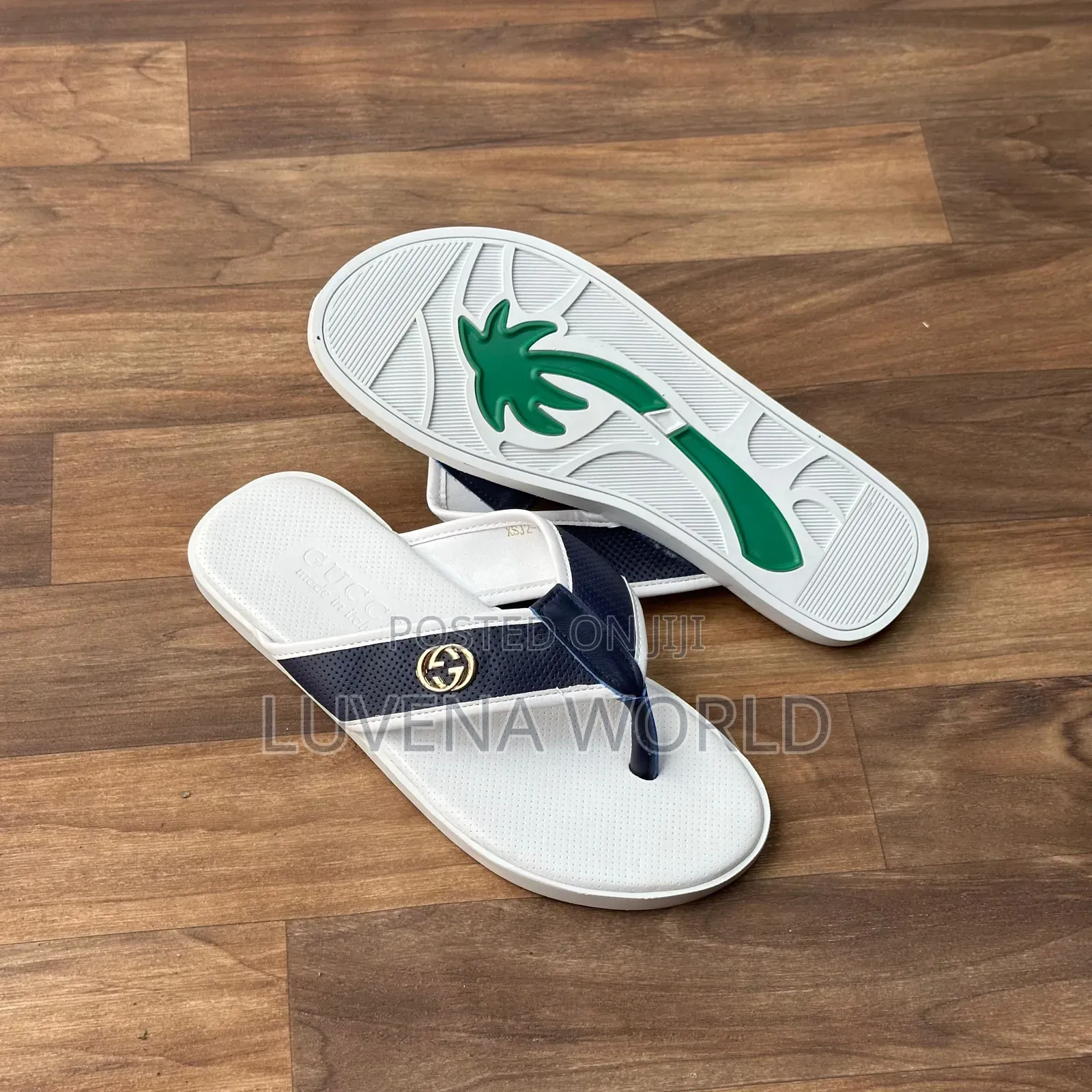 Navy Blue and White Sandals