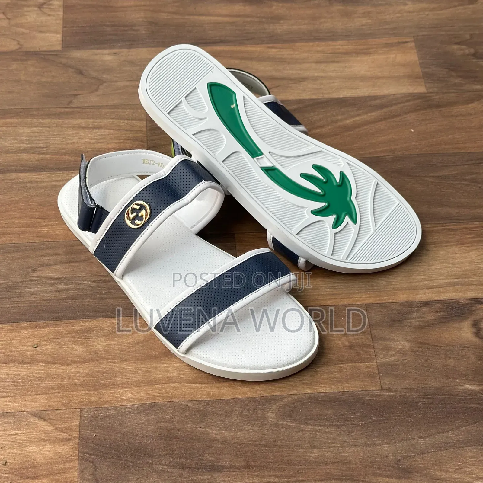 Navy Blue and White Sandals