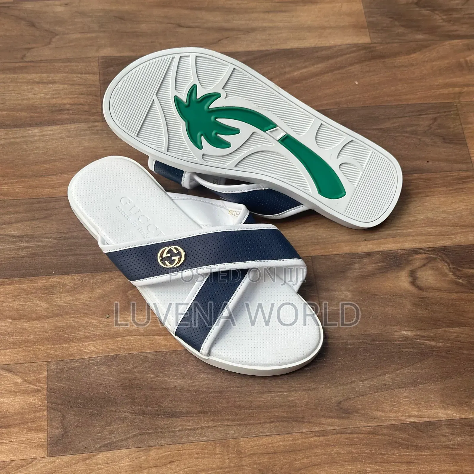 Navy Blue and White Sandals