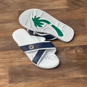 Navy Blue and White Sandals