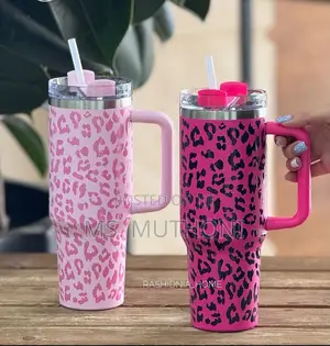 1200ml Leopard Print Large Capacity Vacuum Insulated S Steel Tumbler,