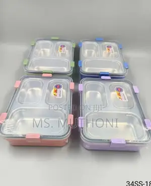 Modern Leak Proof 3 Grid Stainless Steel Insert Lunch Box