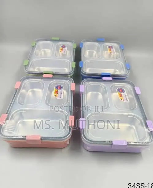 Modern Leak Proof 3 Grid Stainless Steel Insert Lunch Box