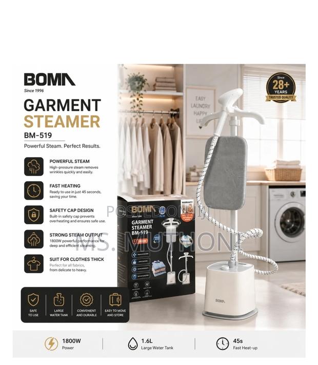 1800w 1.8l Steam Iron Standing Garment Steamer With Ironing Board, - thumbnail 2
