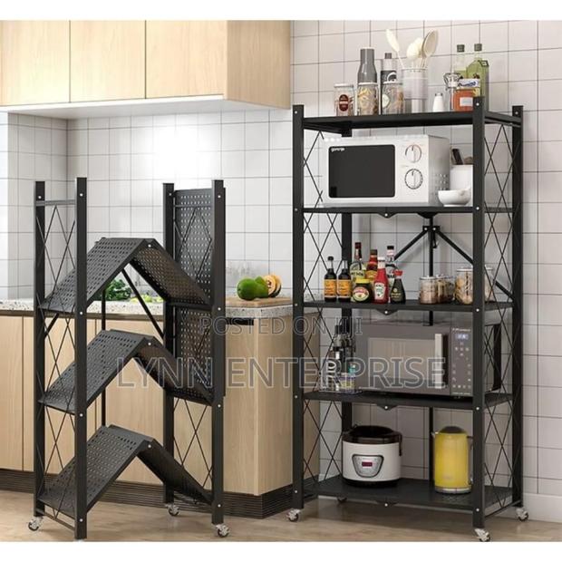 5 Tier Big Size Foldable Kitchen Rack With Wheels