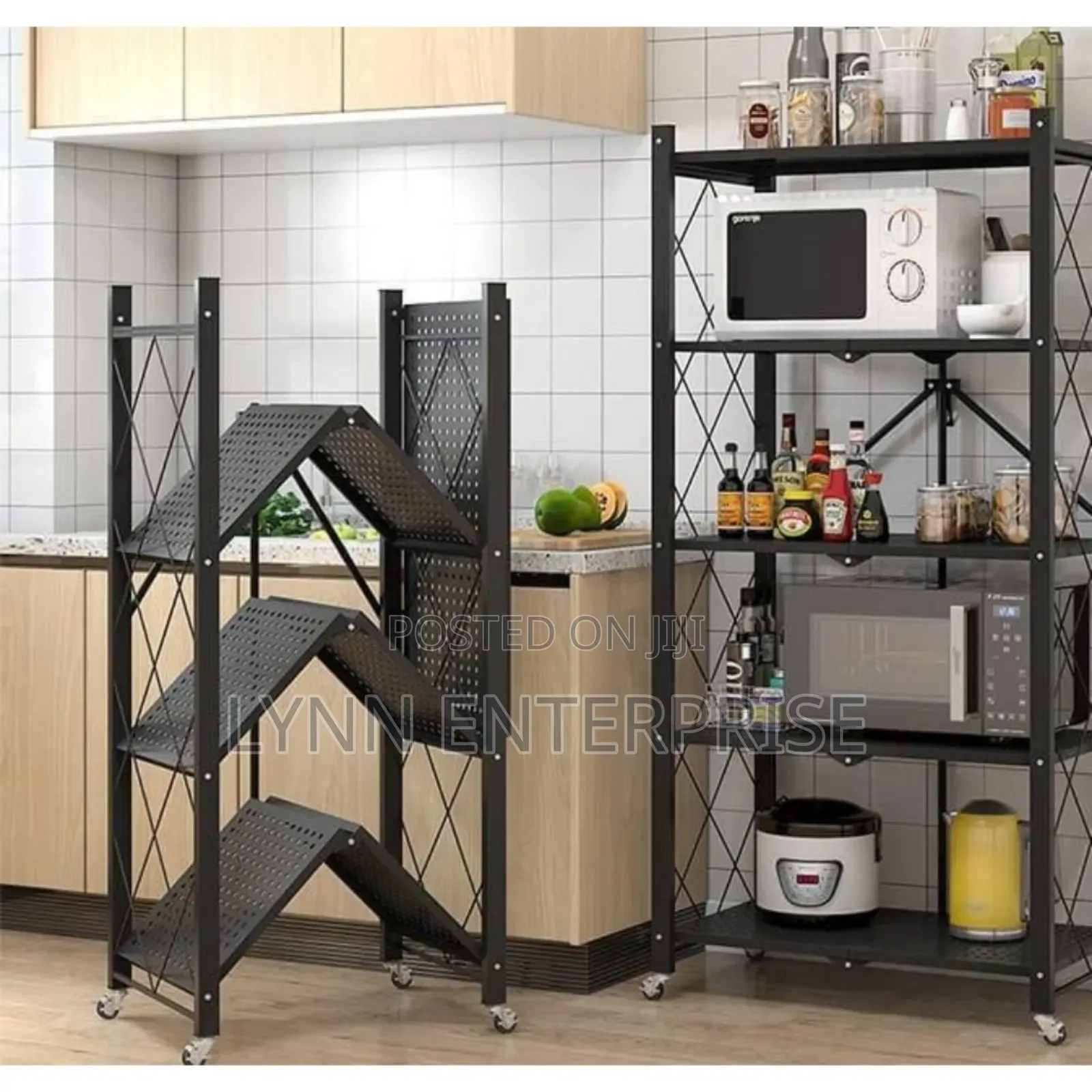 5 Tier Big Size Foldable Kitchen Rack With Wheels