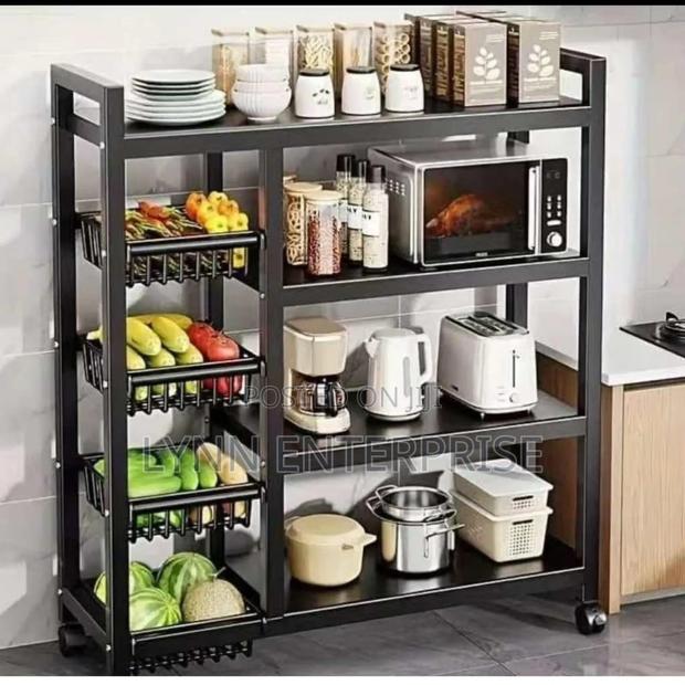 Multi-Layer Kitchen Storage Rack With Movable and Lockable - main view