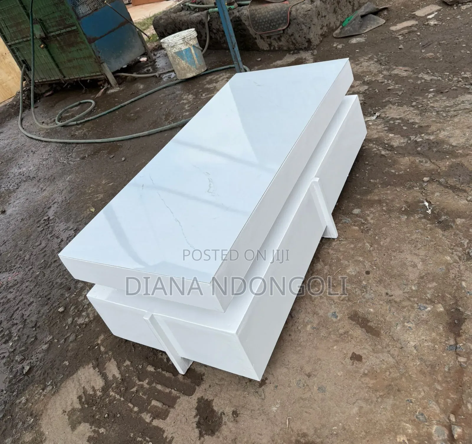 All White Coffee Table With White Marble Sheet