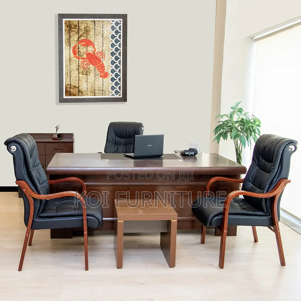 Office Desk; 1.8 Meters Executive Desk Made From Mahogany in L Shape