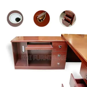 Office Desk; 1.8 Meters Executive Desk Made From Mahogany in L Shape