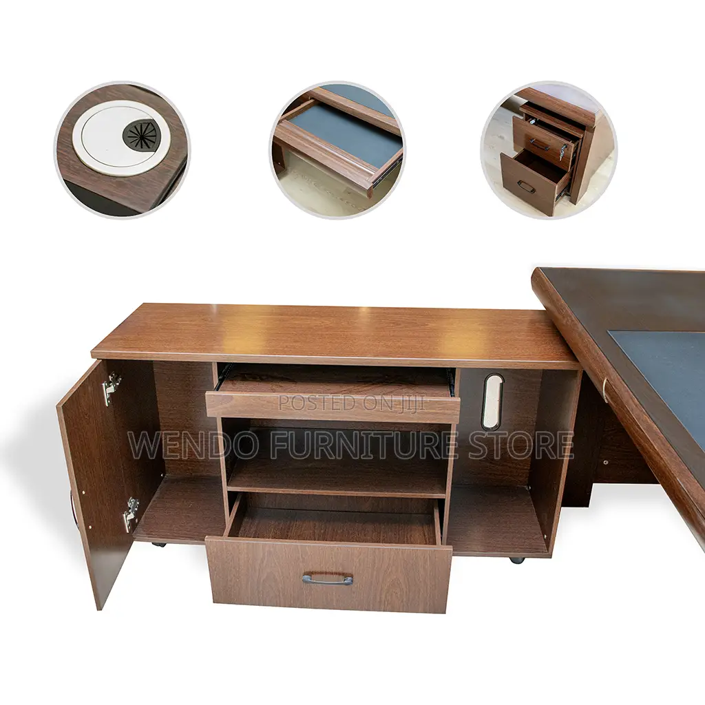 Office Desk; 1.8 Meters Executive Mahogany Desk in L Figure