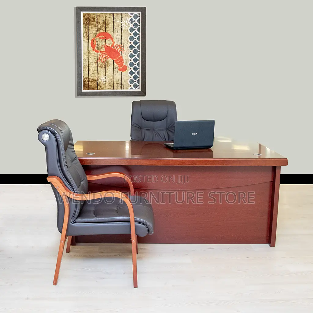 Office Desk; 1.4 Meters L Shape Executive Mahogany Mob7-O9 Desk