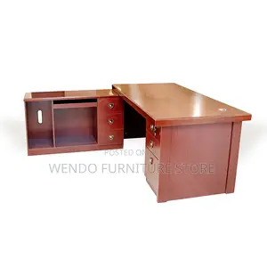 Office Desk; 1.4 Meters L Shape Executive Mahogany Mob7-O9 Desk