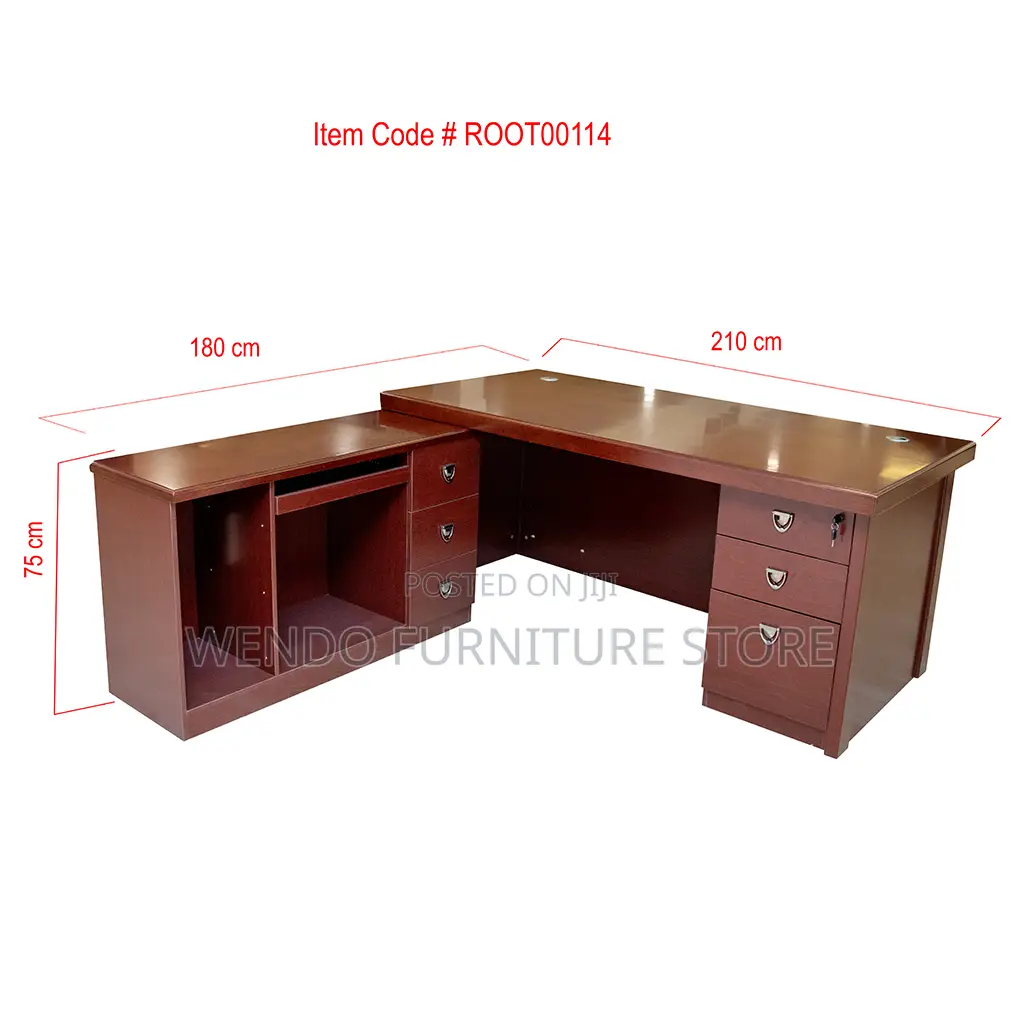 Office Desk; 1.4 Meters L Shape Executive Mahogany Mob7-O9 Desk