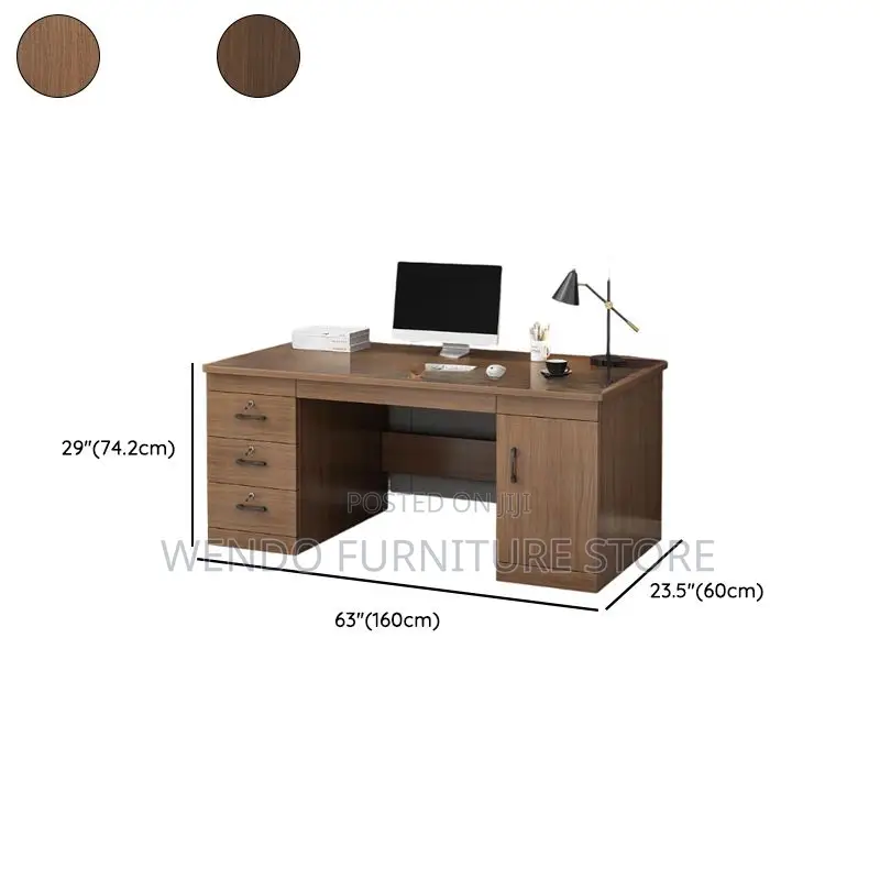 Home Desks; 1.4 Meters Executive Desk With Lockable Storage Drawers