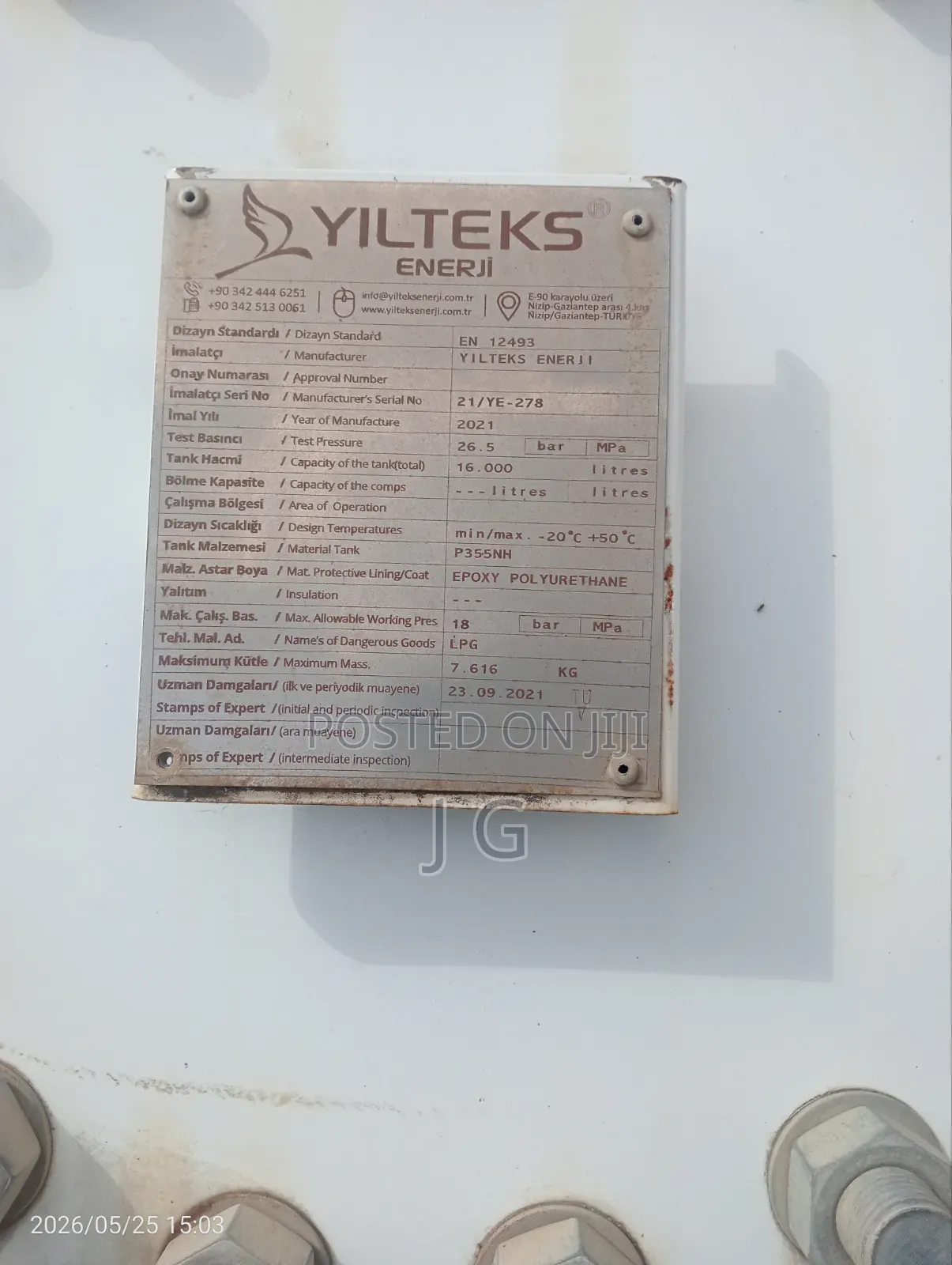 LPG 16ltr Tank