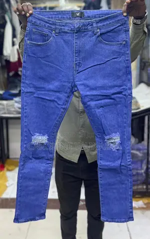Knee Cut Blue Trousers