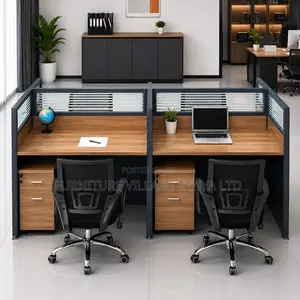 Brown Wooden 4-Seater Imported Workstation