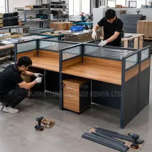 Brown Wooden 4-Seater Imported Workstation