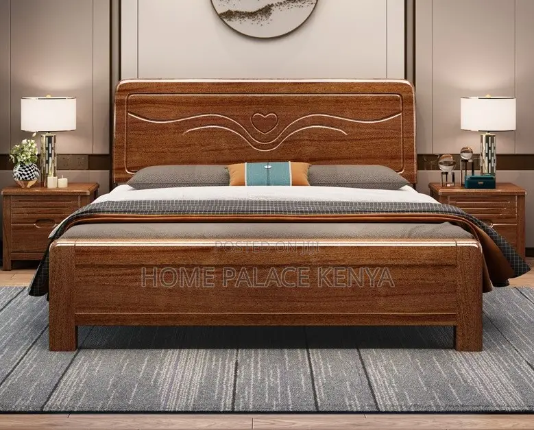 Mahogany Bed: Solid Wood King Size Bed,10inch Matress and 2nightstands