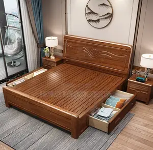 Mahogany Bed: Solid Wood King Size Bed,10inch Matress and 2nightstands