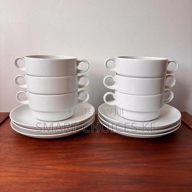 *Ceramic Bowl With 2 Handles and Saucer - thumbnail 2