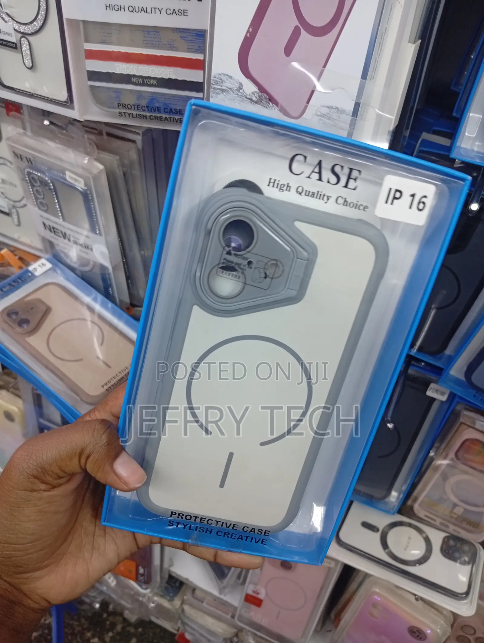 iPhone 16 Light Gray Border With a Clear, Transparent Back Panel Case