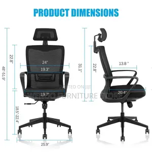 Office Chair : Black High-Back Ergonomic Office Chair