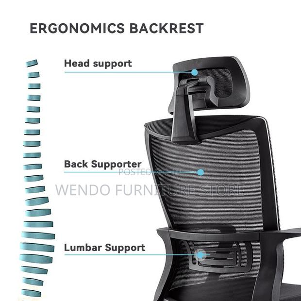 Office Chair : Black High-Back Ergonomic Office Chair - thumbnail 4