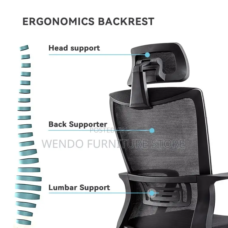Office Chair : Black High-Back Ergonomic Office Chair