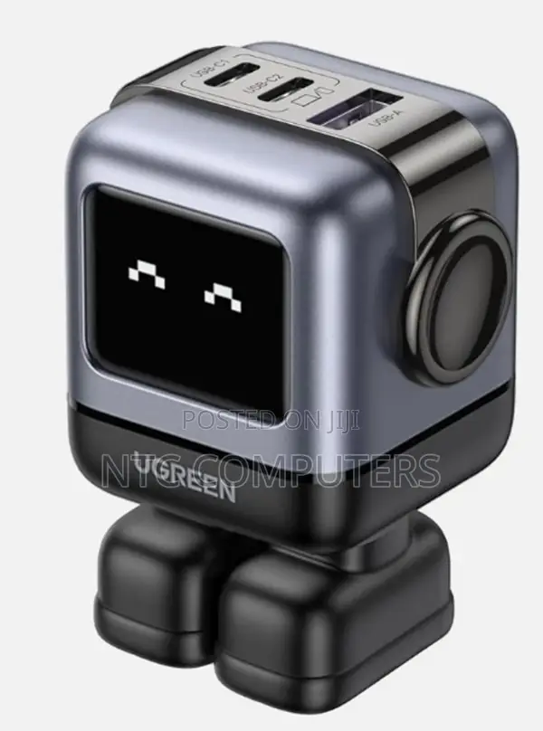 Ugreen Uno Robot 65w 3-Port Gan Fast Charger Uk Grey - Cd361