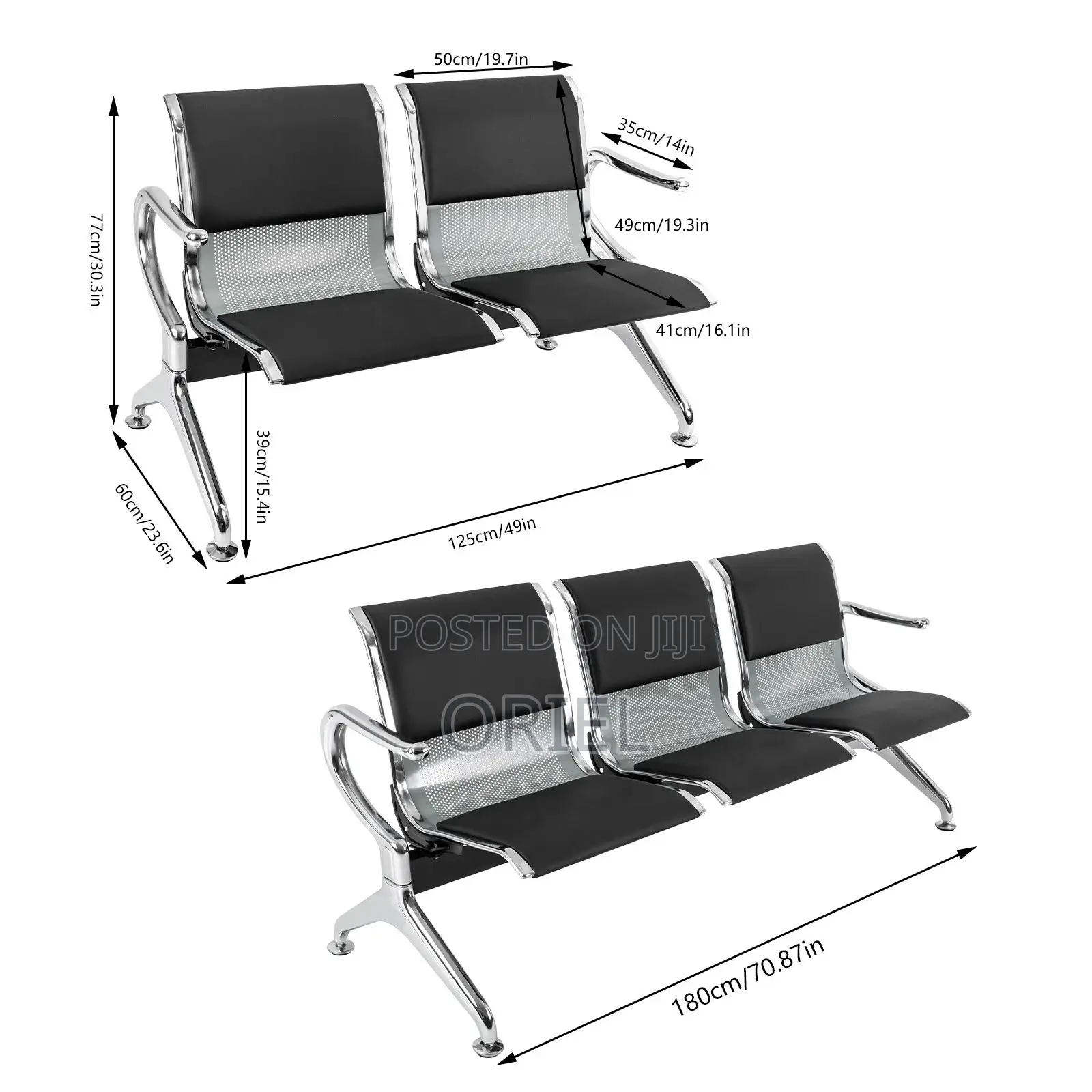 Office Bench : 2-Seater Linked Office Waiting Bench