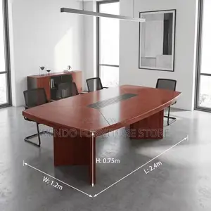 Office Table : 2.4-Meter Dark Wood Boardroom Conference Tab