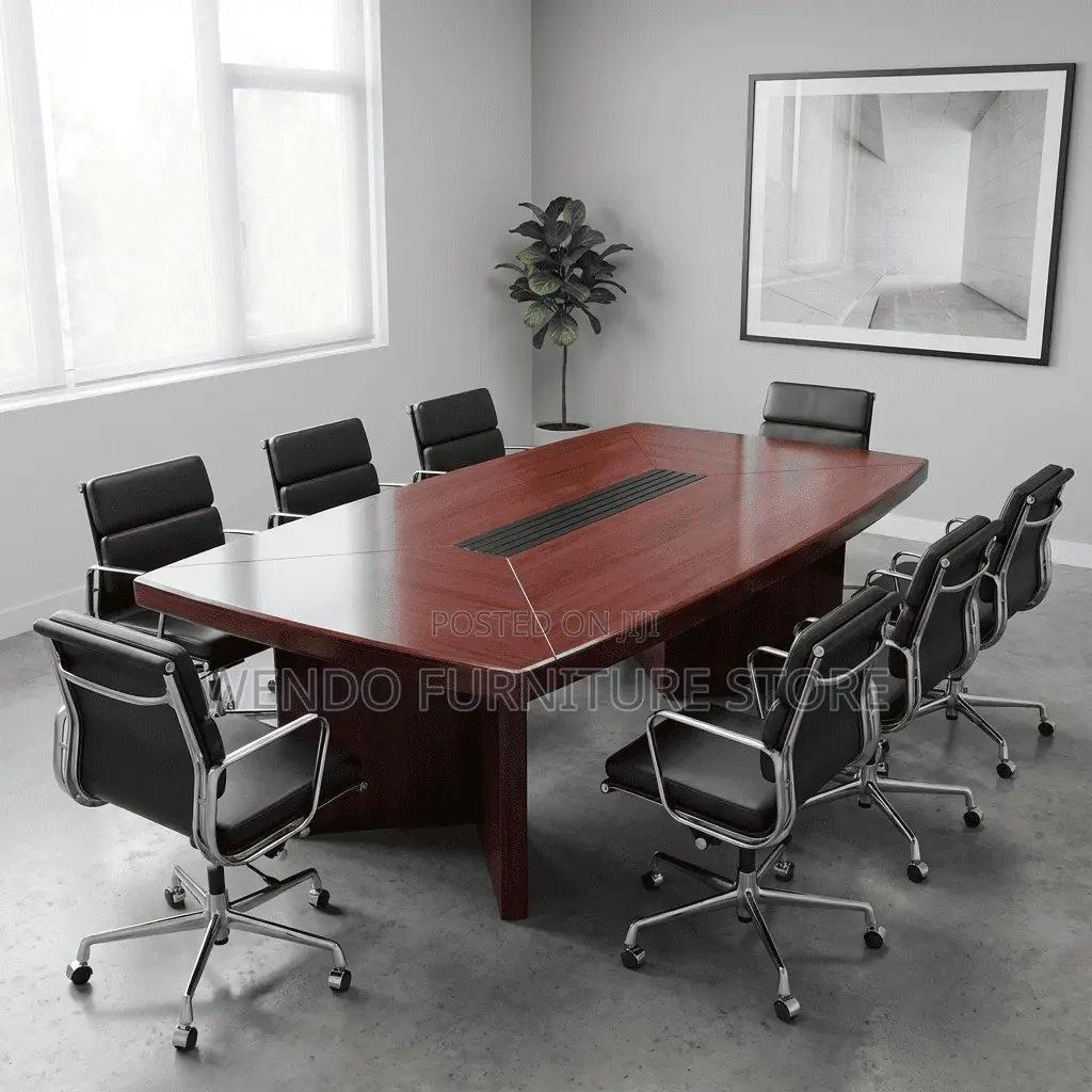 Office Table : 2.4-Meter Dark Wood Boardroom Conference Tab