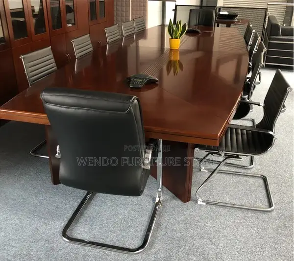 Office Table : 2.4-Meter Dark Wood Boardroom Conference Tab