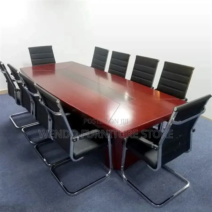 Office Table : 2.4-Meter Dark Wood Boardroom Conference Tab