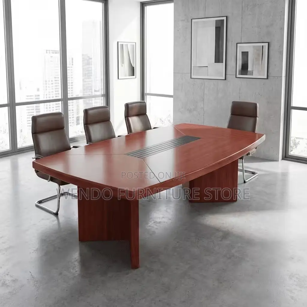 Office Table : 2.4-Meter Dark Wood Boardroom Conference Tab