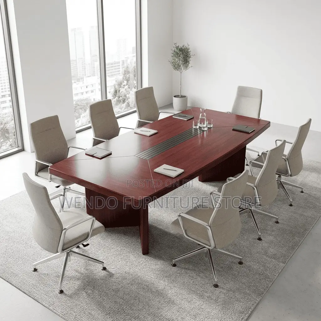 Office Table : 2.4-Meter Dark Wood Boardroom Conference Tab