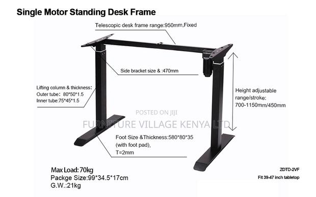 Executive Laptop Height Adjustable Standing Desk Frame - thumbnail 2