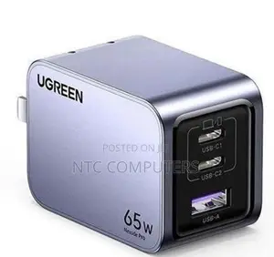 Ugreen Nexode Pro 65w 3-Port Gan Fast Charger Uk Grey+1.5m 100w Cable