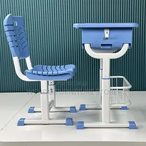 Kids Combo : Modern Adjustable Blue Kid’S Study Desk and Chair Set