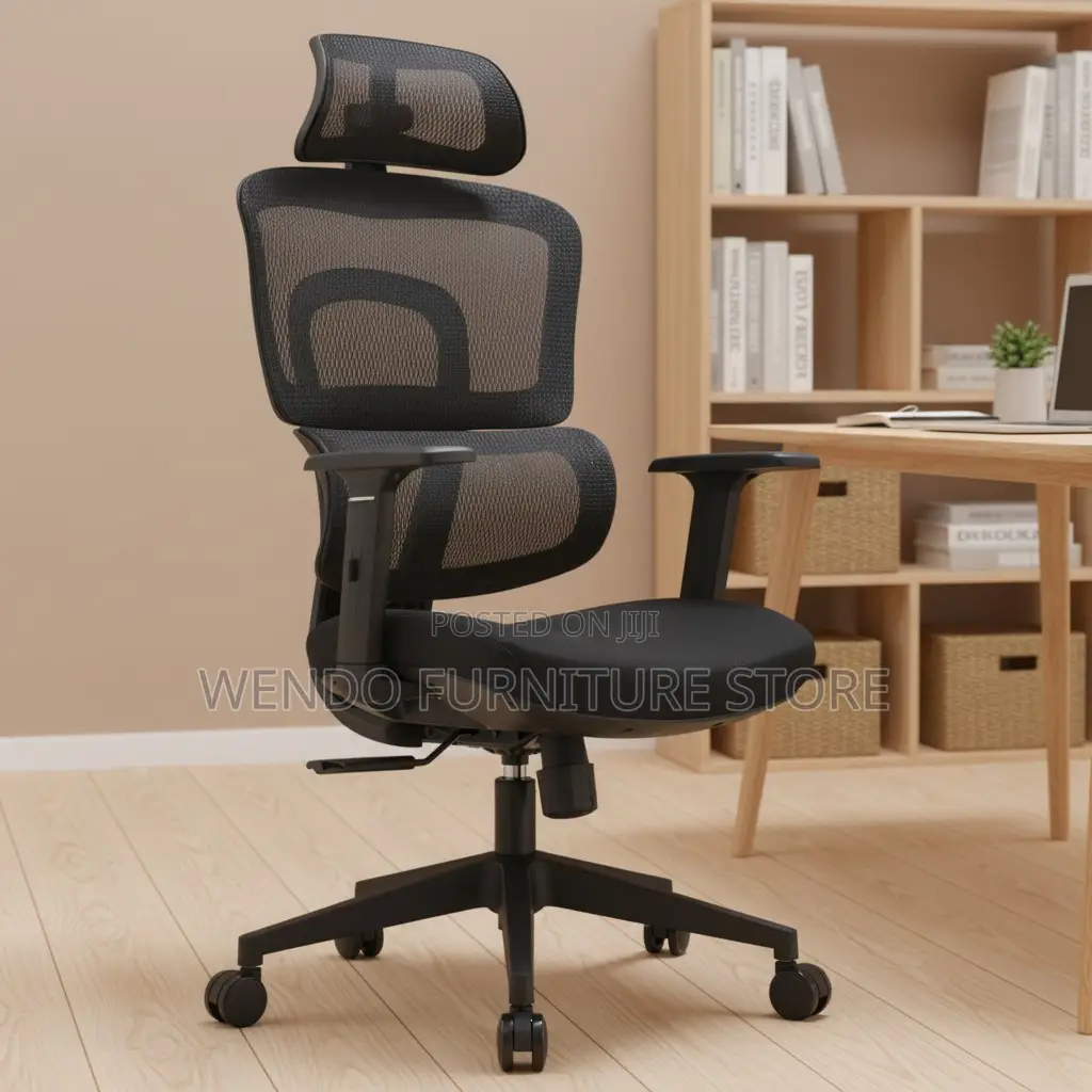 Office Chair : Black High-Back Ergonomic Mesh Office Chair