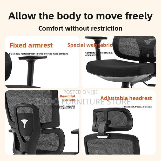 Office Chair : Black High-Back Ergonomic Mesh Office Chair - thumbnail 7
