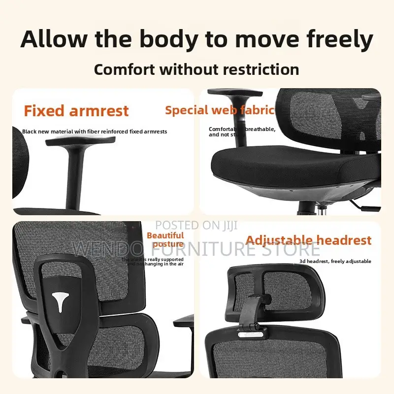 Office Chair : Black High-Back Ergonomic Mesh Office Chair