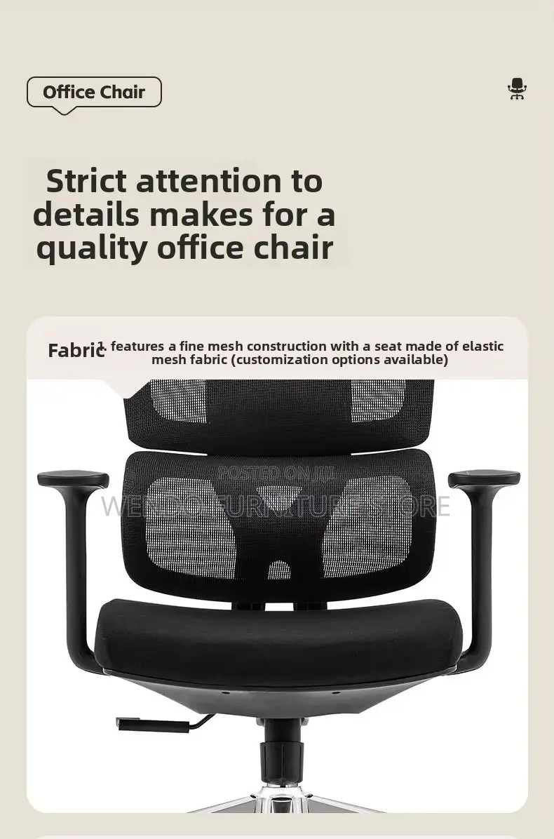 Office Chair : Black High-Back Ergonomic Mesh Office Chair