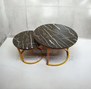 Black Nesting Table Marble Effect (Mdf)